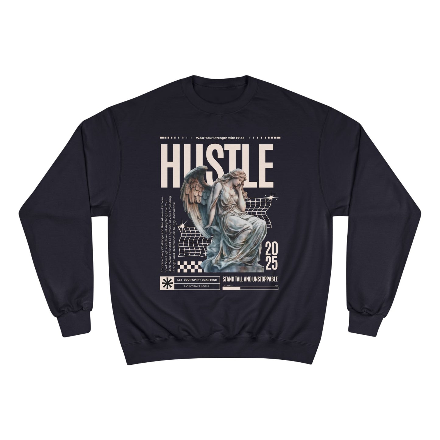 Champion x Everyday Hustle Angel Crewneck 2026 | Premium Inspirational Streetwear Sweatshirt | Limited Edition Navy Pullover